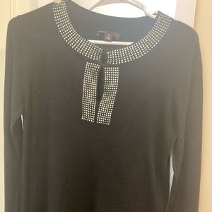Black sweater with diamond like embroidery